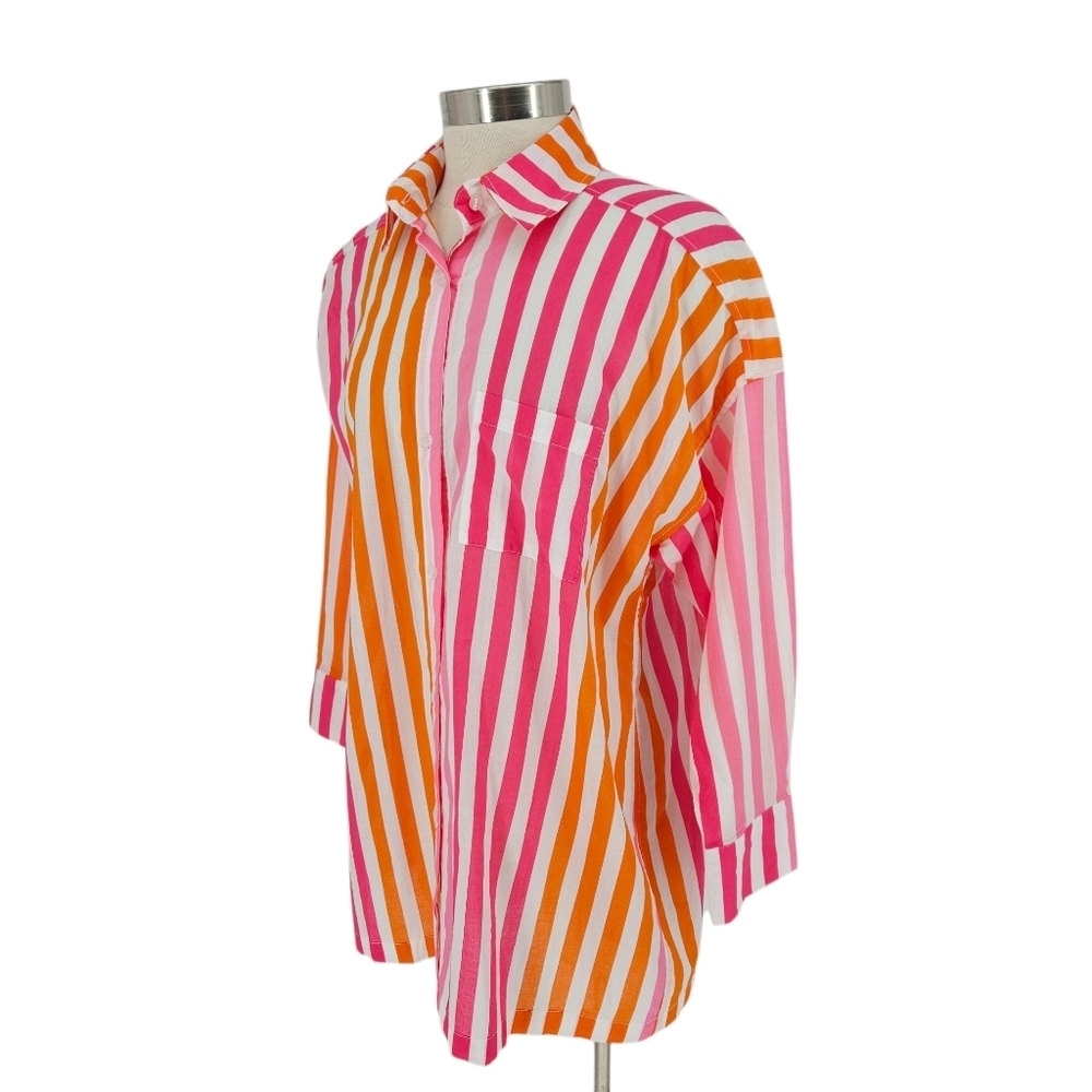 Beach Riot Alexa CoverUp Shirt Sunset Stripe Long Sleeve Button Top Small Medium - Picture 5 of 9